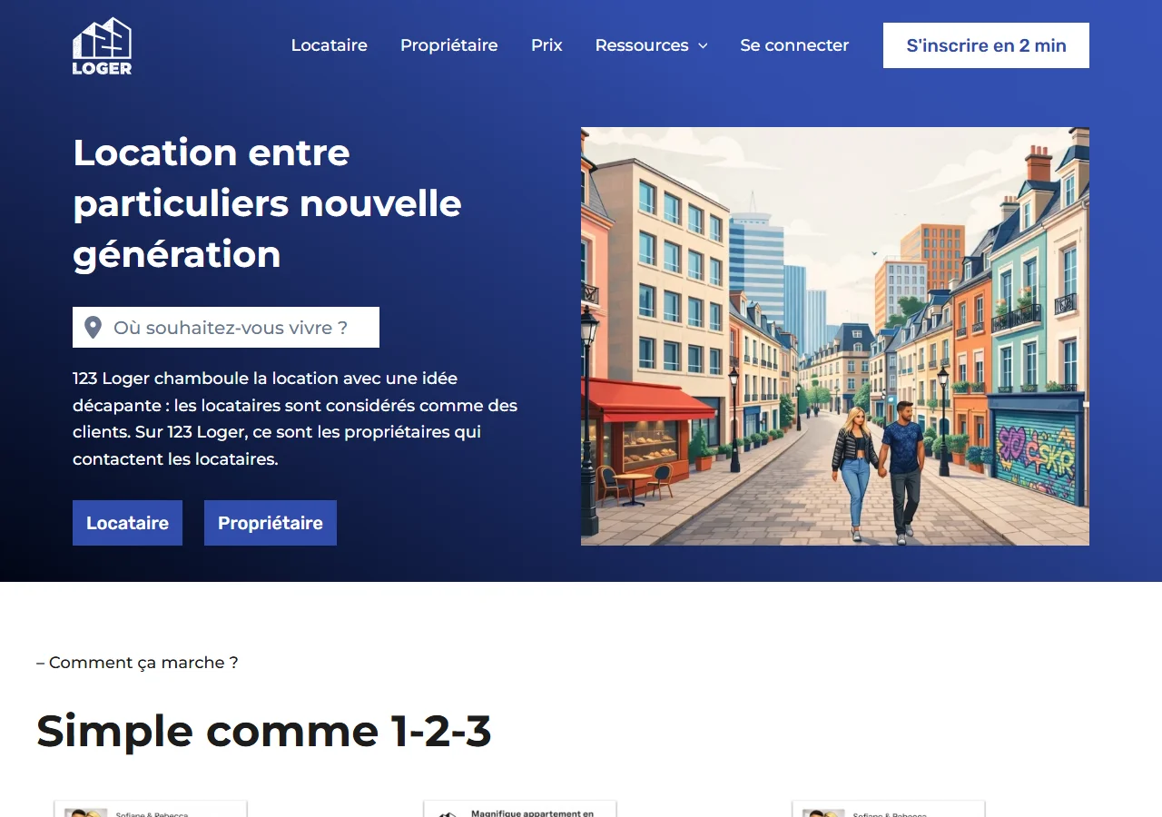 Le site 123Loger : location entre particuliers
