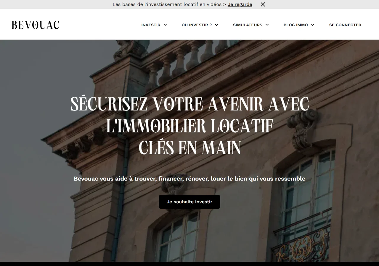 Le site Bevouac : investissement locatif clé en main