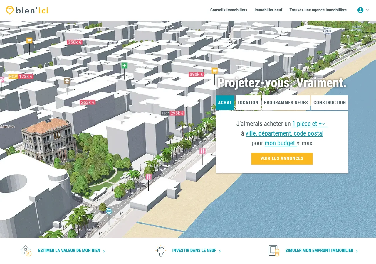 Le site Bien'ici et sa carte immersive en 3D