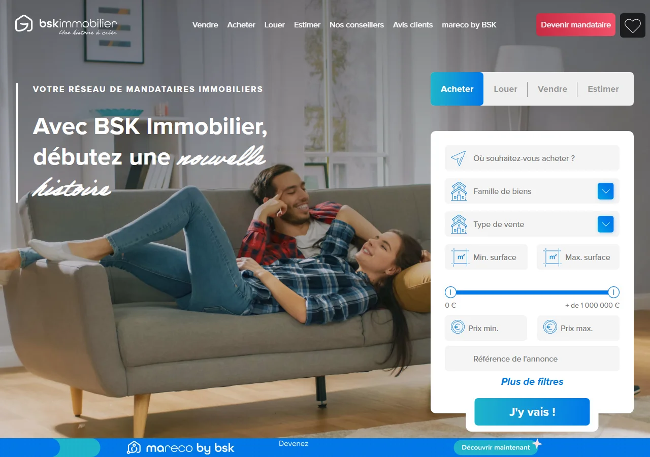 Le site BSK Immobilier : réseau national de mandataires