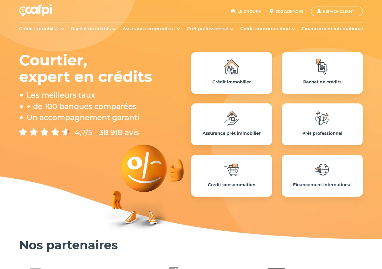La page d'accueil de CAFPI, courtier en crédit immobilier