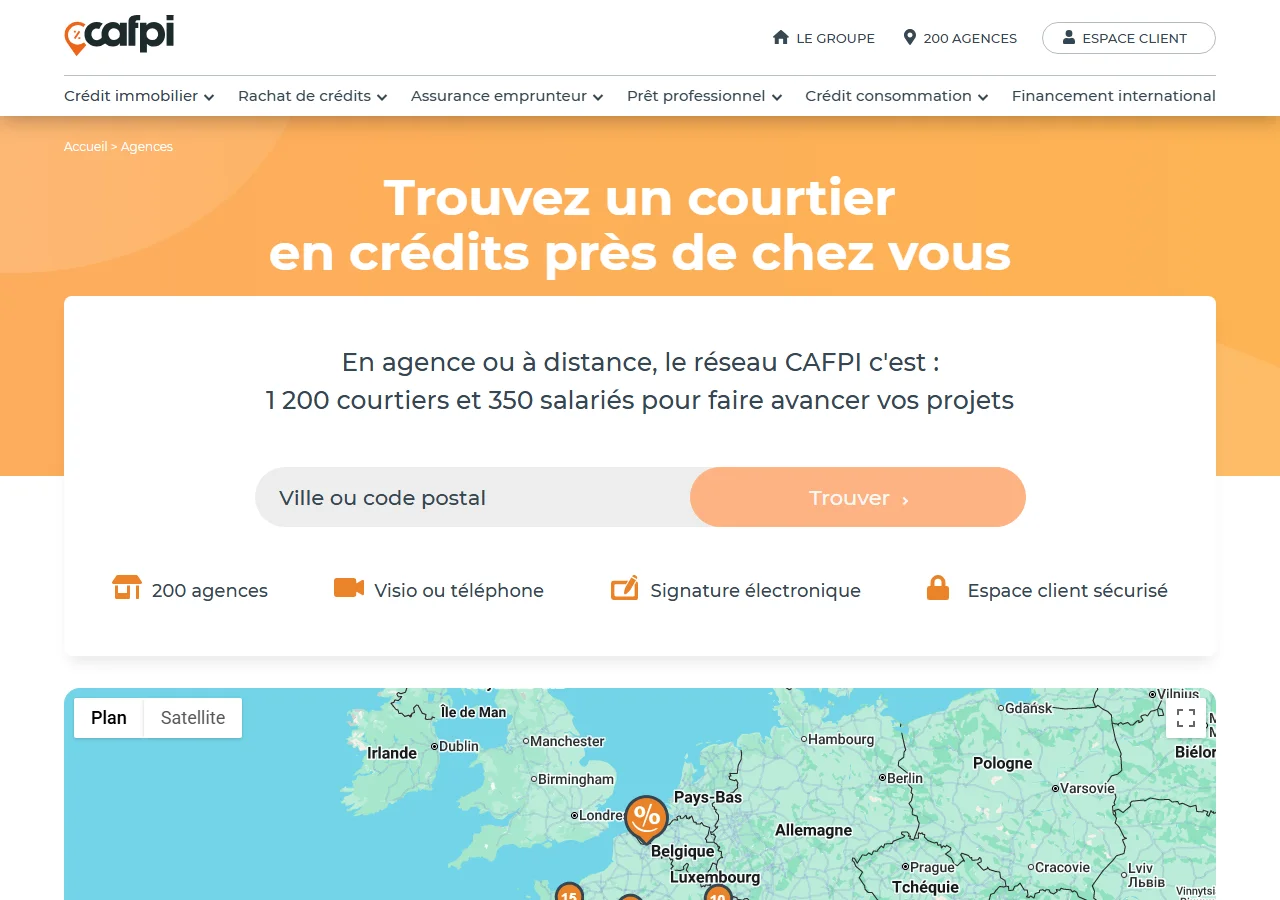 Le réseau d'agences CAFPI : 1 200 courtiers en France