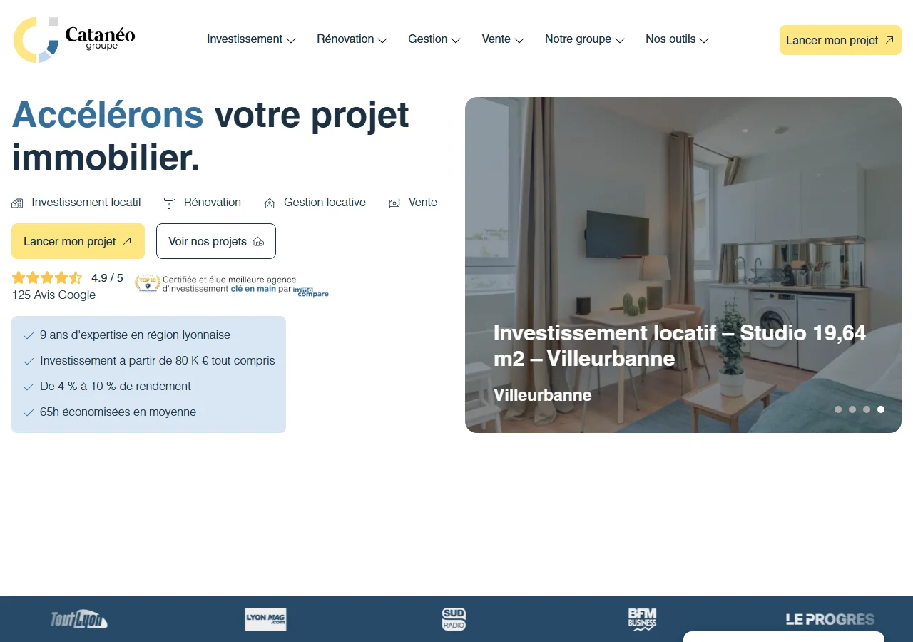 Le site Catanéo : investissement locatif clé en main à Lyon