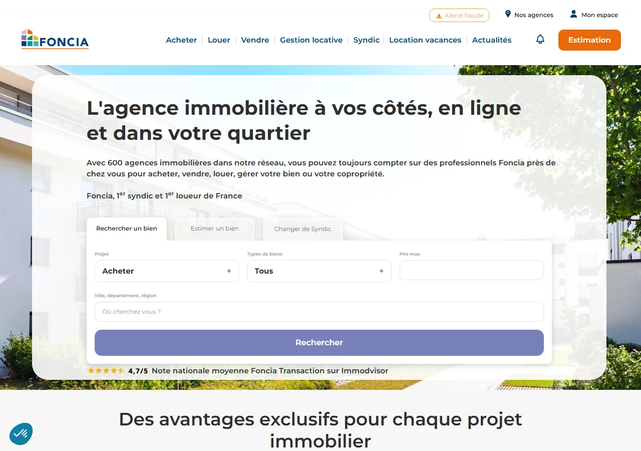 Le site Foncia : agence, syndic et gestion locative
