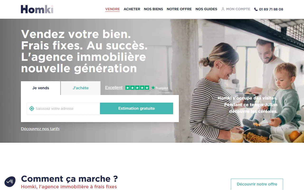 Le site Homki : agence immobilière à frais fixes