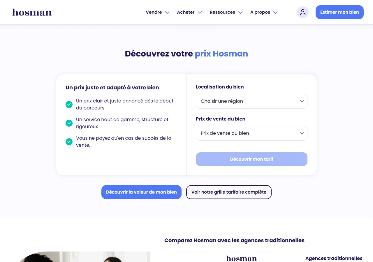 Le simulateur de prix Hosman selon la région et le prix du bien