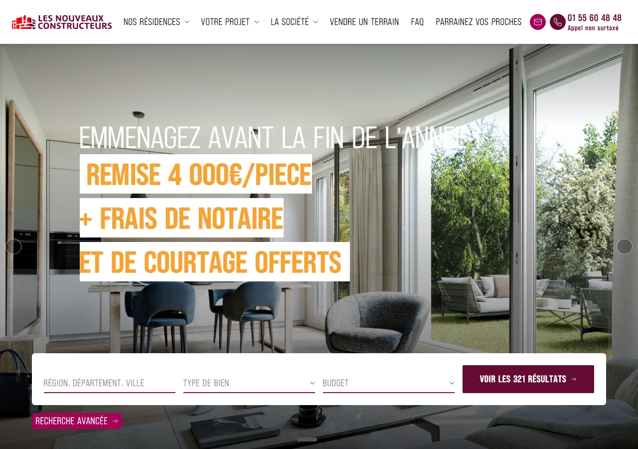 Le site Les Nouveaux Constructeurs : programmes neufs