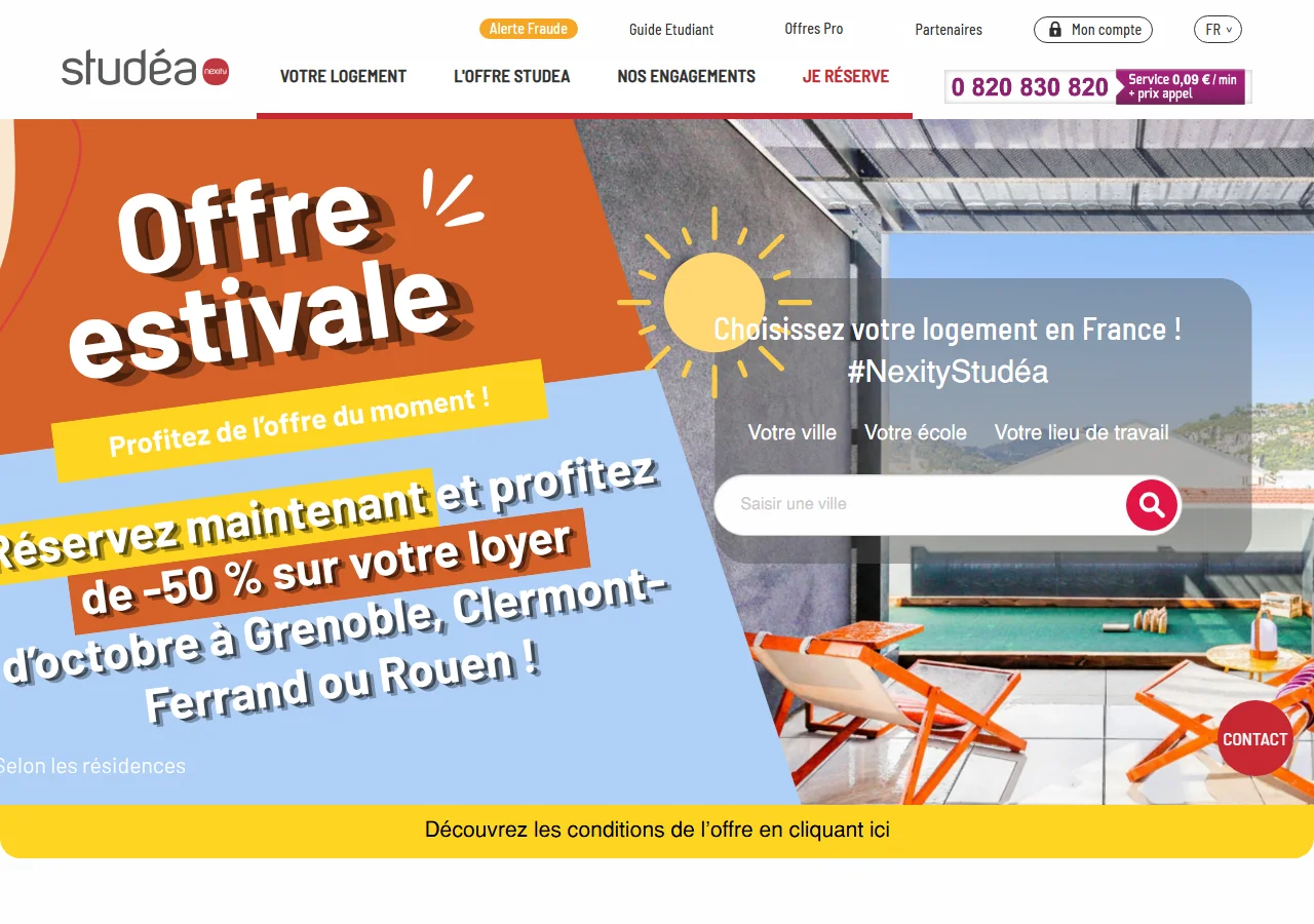 Le site Nexity Studéa : résidences étudiantes