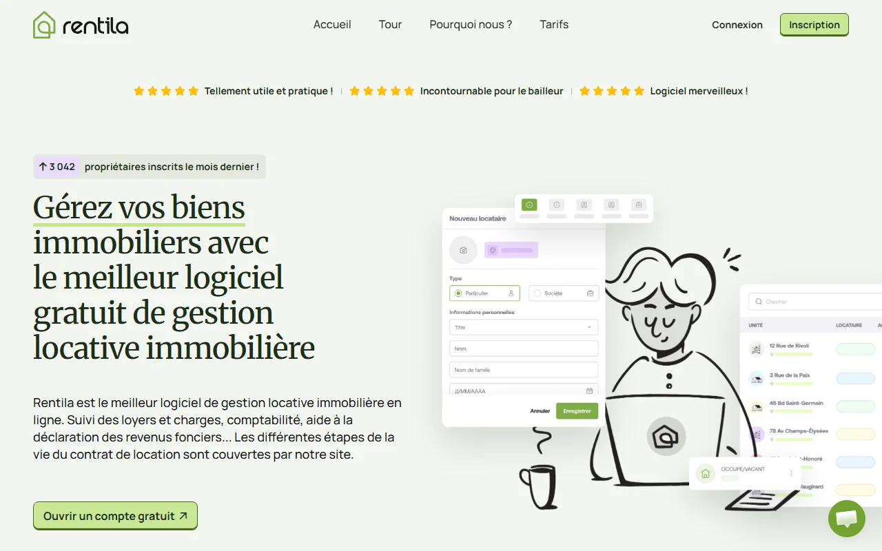 L'interface de Rentila : gestion des locataires et suivi des loyers