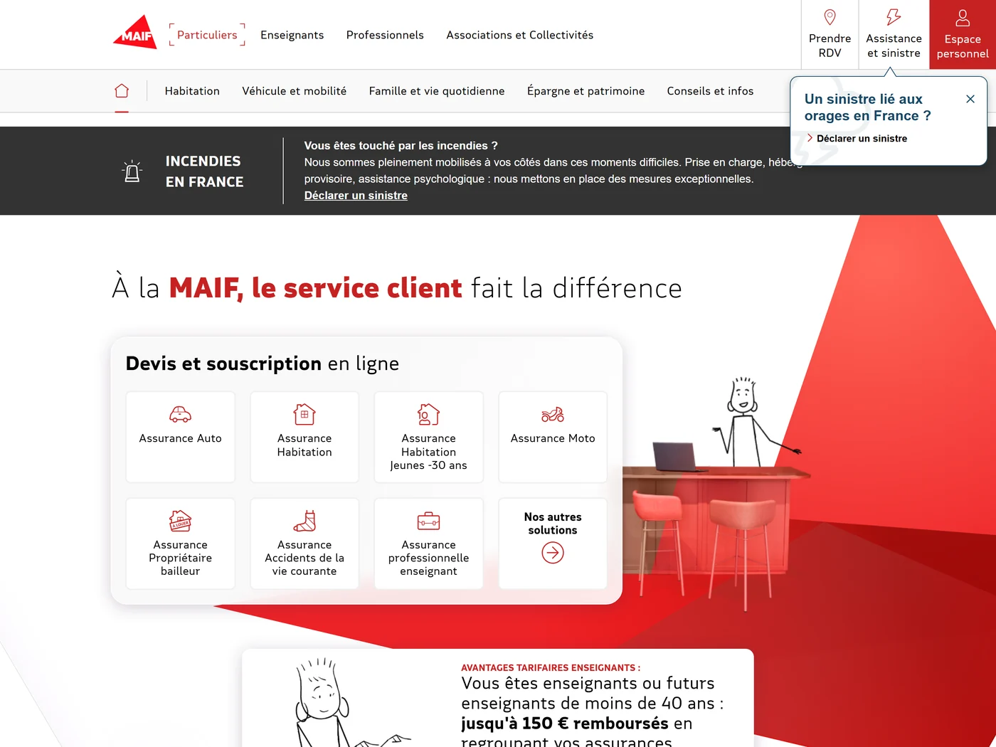 Page d'accueil du site MAIF, capture d'août 2026