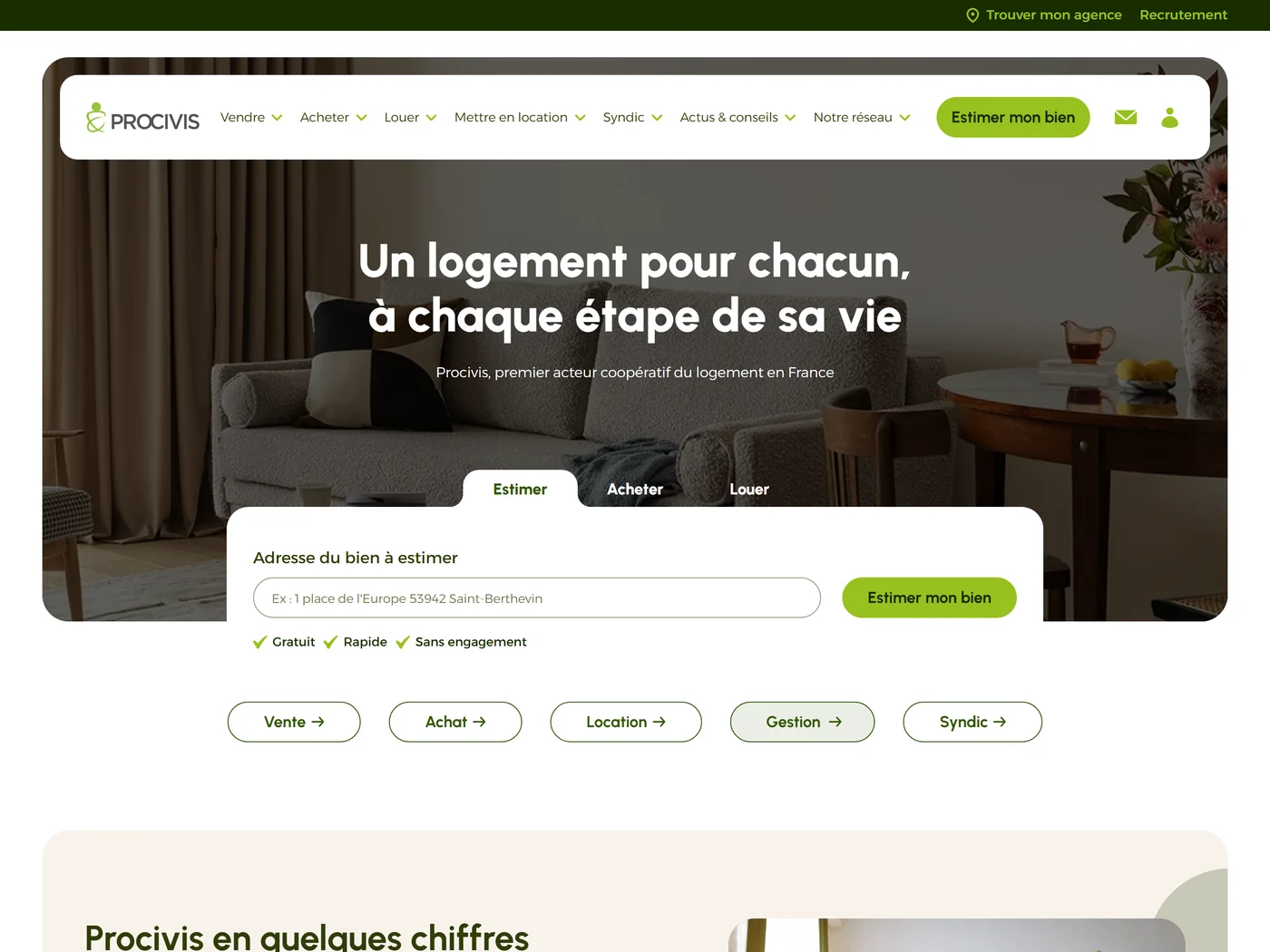 Page d'accueil du site Procivis, capture d'août 2026