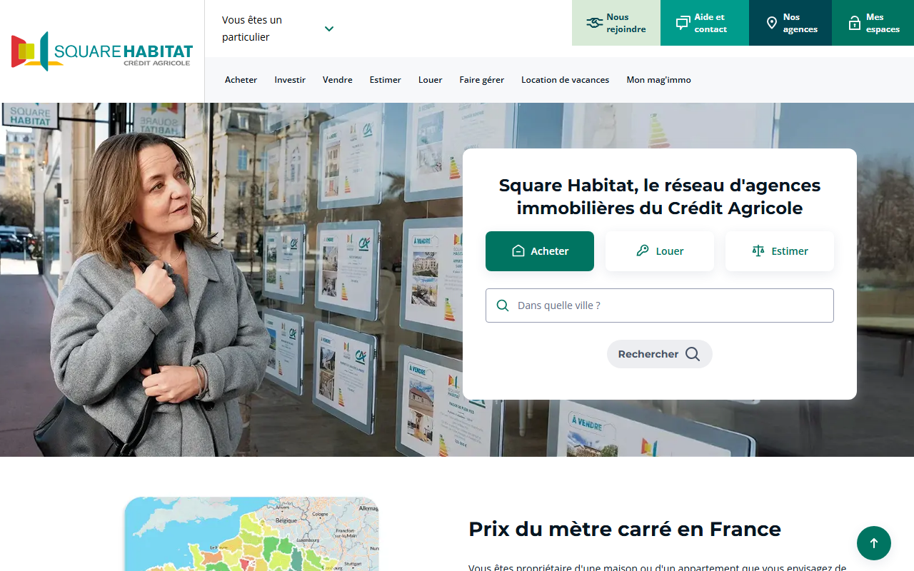 Page d'accueil du site Square Habitat, capture d'août 2026